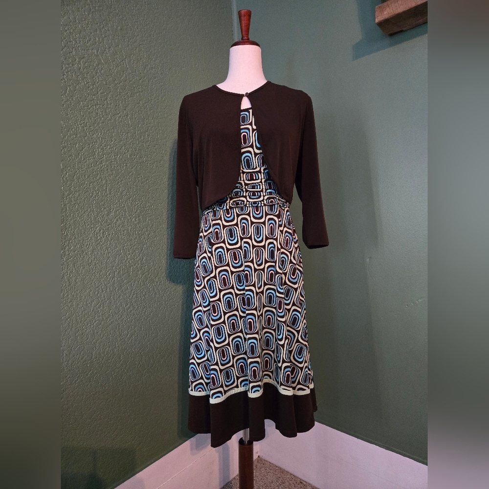 Studio 1 Brown And Turquoise Dress